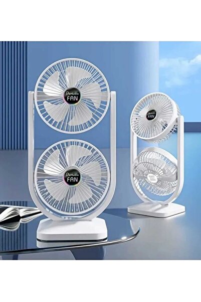 Everest Grup Şarjlı Mini Fan, Taşınabilir Çift Başlıklı Sessiz Vantilatör, Ty...