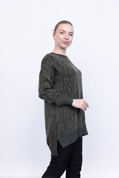 Linvey Zebra Pattern Ribbed Silk Cupra Tunic