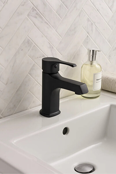 Sardıcı Lotus Black Sink Faucet Open - Close Sink Faucet Double Water Inlet 5 Years Warranty Faucet