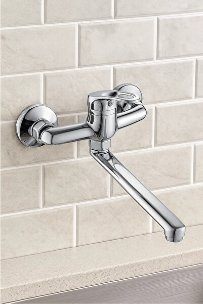 Sardıcı Mutfak Bataryası Ay Aplike Duvardan Çift Su Girişli Paslanmaz Gövde