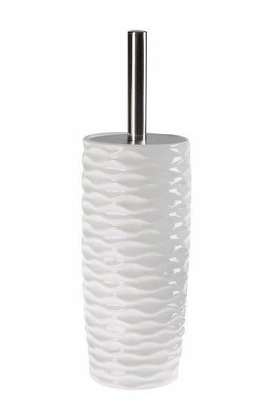 Pinkev Ceramic Toilet Seat Toilet Brush - White