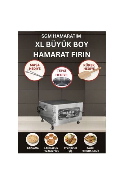 SGM HAMARATIM & Elis Concept Hamarat Xl Büyük Boy Pratik Fırın 2000w Bazlama Lahmacun Pide Pizza Et Tavuk Balık
