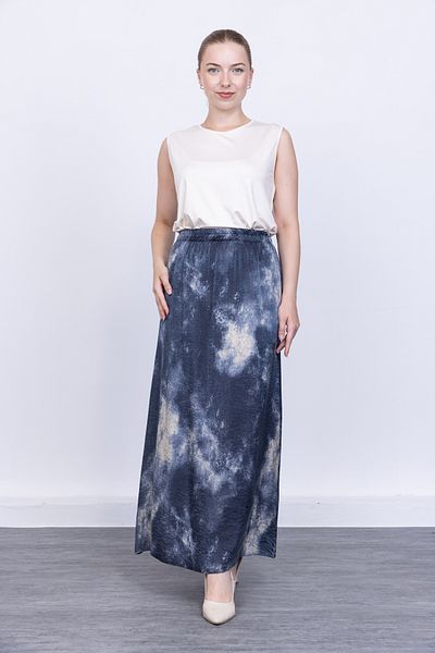 Linvey Summer Women's Standard Size Elastic Viscon Shiny Fabric Ankle Length Skirt