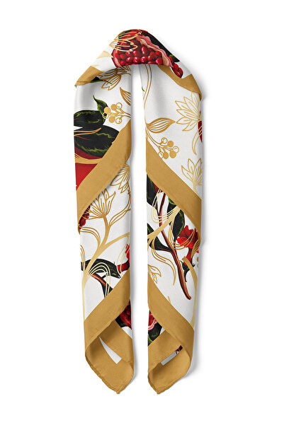 nehir eşarp Nar ve Çiçeği Desen Fular Bandana 50x50 Cm