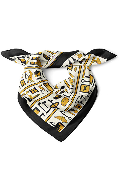 nehir eşarp Mısır Motif Desen Bandana Fular 50x50 Cm