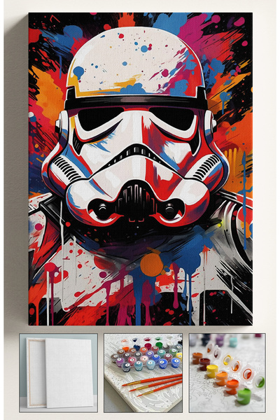 Akihabara Sayılarla Boyama Tuval Seti Fırça Boya Dahil (Çıtalı) 40x50 CM - ST...