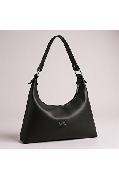 KAFFAA حقيبة يد وكتف نسائية أنيقة بسحاب - جلد نباتي ناعم