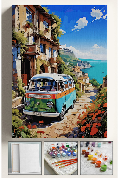 Corvo Sayılarla Boyama Çerçeveli Hobi Seti Numaralı Tuval Fırça Boya Kasnaklı...