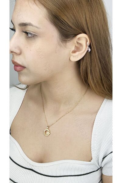 Neon Takı by Atalay Zirkon Taşlı, Ay Yıldızlı, Paslanmaz Çelik Kolye 401, Altın Renk