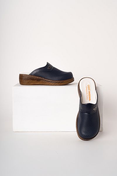 ÇİZGİ MEDİKAL Navy Blue Vivacolor Classic Γυναικείες Παντόφλες Sabo Ορθοπεδικές Παντόφλες Νοσοκομείου Γιατρού Νοσοκόμας