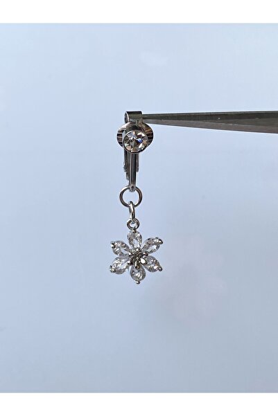 kurukafagift Çelik Göbek Piercing Mıknatıslı Sıkıştırmalı Kullanımlı Çiçek Model