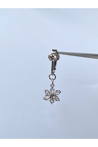 kurukafagift Çelik Göbek Piercing Mıknatıslı Sıkıştırmalı Kullanımlı Çiçek Model