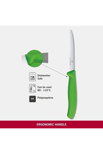 Victorinox Swiss Classic Paring 4" Serrated Blade 5/8" Width at sharp Tip Lime Green Handle