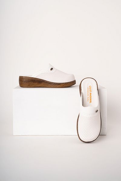 ÇİZGİ MEDİKAL White Vivacolor Classic Women's Sabo Slippers Orthopedic Doctor Nurse Hospital Slippers
