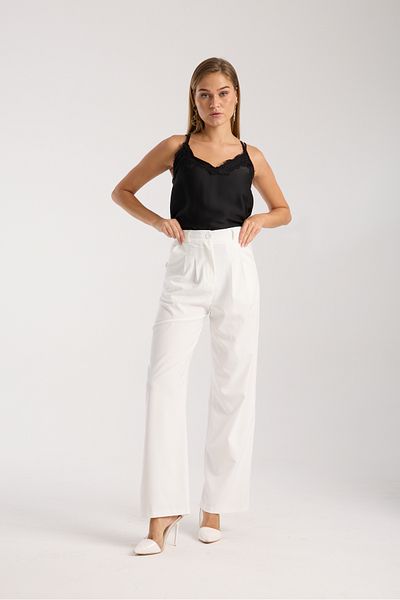 LAND MODA Women's Pleated Fabric high waist Palazzo Pants