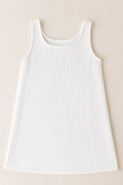 enmodaiçgiyim Λευκό 100% βαμβακερό κοντό γυναικείο φόρεμα μουσελίνας με τσέπες – καλοκαιρινό άνετο καθημερινό φόρεμα