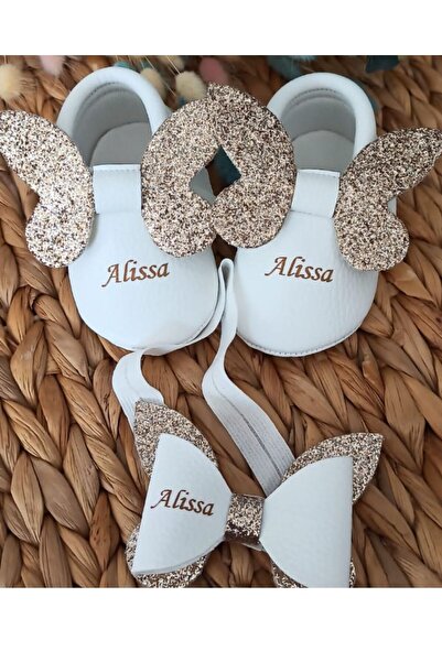 Baby Bebeğinize Özel Laci - Beyaz Püsküllü Bebek Patik