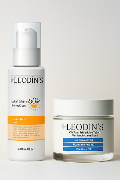 LEODİNS Nemlendirici & Güneş Kremi Seti – Hyaluronik Asitli Yüz Bakım Kremi +...