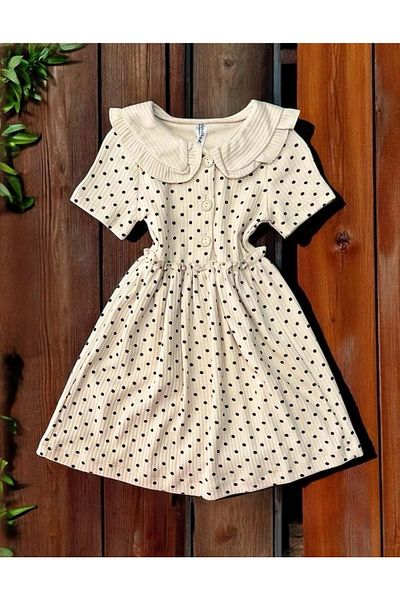 Babexi Rochie Baby Collar Polka Dot Bej