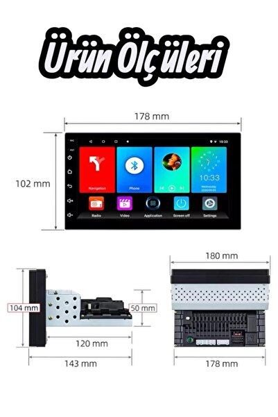 SUNASK Sn-7700A 7inç 2gb Ram 32gb Hafıza Android Tek Din Carplay Multimedya Oto Teyp Wi-fi Park Kamera