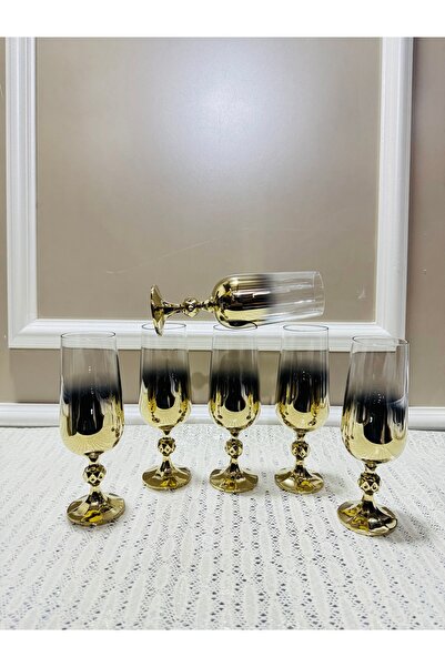 EVRA Bohemia Kristal Titanyum Gold Kahve Yanı Su Bardağı 180cv