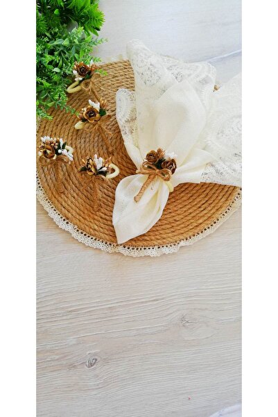 CWolf Inel de șervețel cu 6 bucăți în formă de coroană de flori aurii