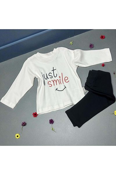 Necix's Just Smile Shirt Sweatshirt Pants Set Navy Blue
