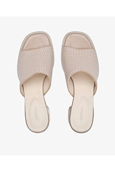 Greyder 34711 Mink Genuine Leather Heeled Women's Slippers