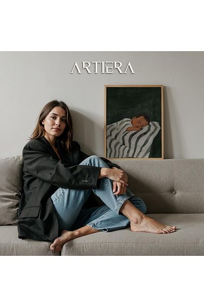 HİGUERA Portret minimalist pentru băieți Pictură murală cu rame din lemn