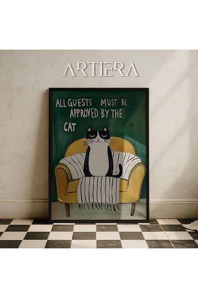 HİGUERA Hotel și Airbnb Pet Cat Acceptă Oaspeți Bineveniți Tablou de perete cu cadru din lemn