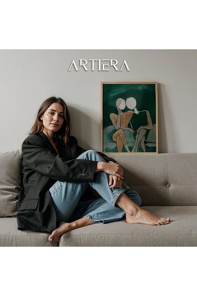 HİGUERA Portret modern al iubitorului Artă contemporană Pictură murală cu rame din lemn