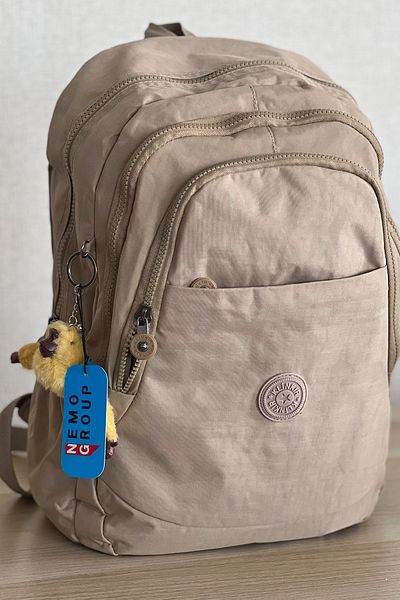 FCSTORE Unisex Beige Backpack Wrinkle Waterproof School Bag 14 Inch Laptop Travel Bag 40X30X15Cm