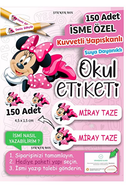 Think And Print Okul Etiketi Kalem Defter Etiketi Özel isim Yazılabilen Etike...