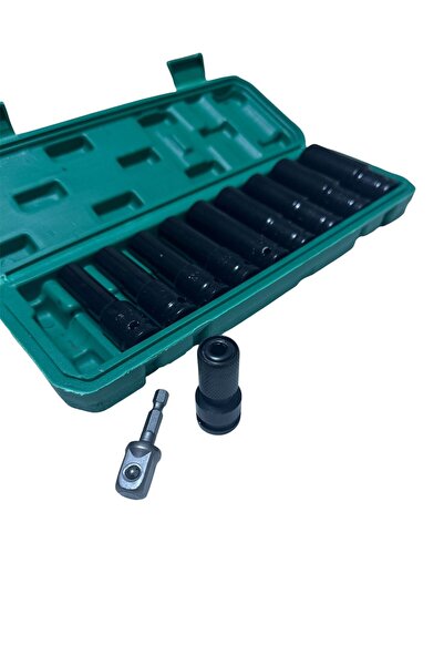 new power plus Freed Yeıt 10 Parça 1/2 Mat 6 Köşe Derin Havalı Darbelı Profosyonel Lokma Seti 10-22 Mm Yeşil