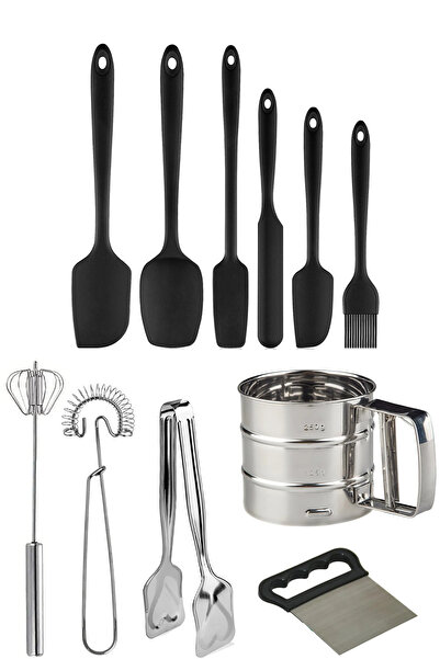 Sunumca 11 Parça Hamur İşi ve Pasta Yardımcı Seti – Silikon Spatula, Un Eleği, Maşa ve Karıştırıcı