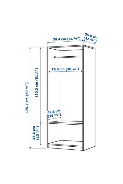 IKEA gardırop, beyaz, 79x176 cm