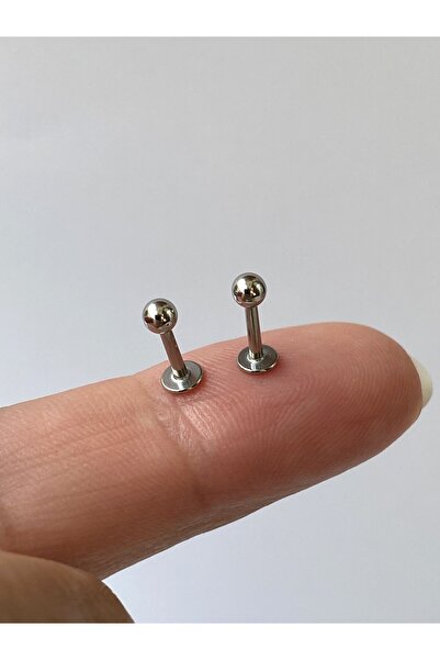 kurukafagift 2 Adet Cerrahi Çelik Top Gümüş Renk Piercing Tragus Helix Lob Conch 6 mm