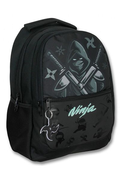 ÜMİT ÇANTA Ümit Çanta Three-Eye Boy's Primary School Bag - Ninja - Black Turquoise - 5066