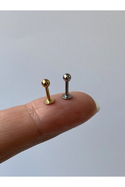 kurukafagift 2 Adet Cerrahi Çelik Düz Top Gold Gümüş Renk Piercing Tragus Hel...