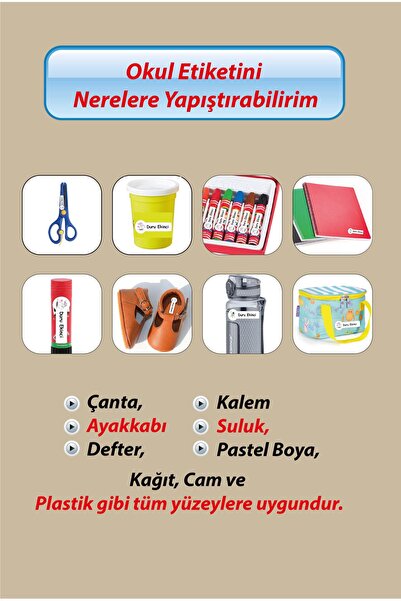 Foldart Sevimli Kedi Okul Etiketi Kalem, Defter İsimli Etiket İsim Yazılabilen – 220 Adet Suya Dayanıklı