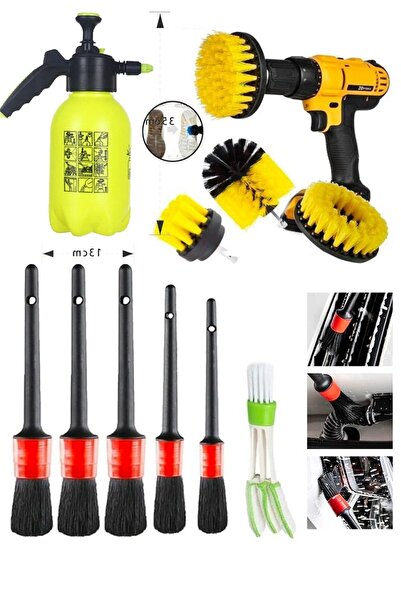 mucit home 10 Parça Araç İçi ve Dışı Temizlik Seti – Matkap Uyumlu Fırça ve P...