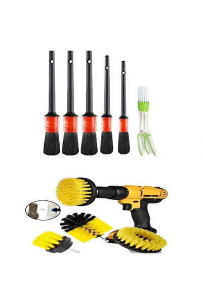 mucit home Araç Iç Ve Dış Matkap Ucu Uyumlu Detaylı Bakım Fırça Temizleme Set...