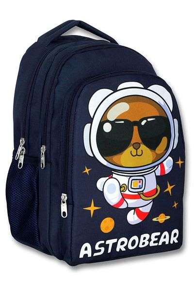 ÜMİT ÇANTA Τσάντα Ümit 5045 Navy Blue White Σχολική τσάντα τριών ματιών για αγόρι - Αστροναύτης αρκουδάκι