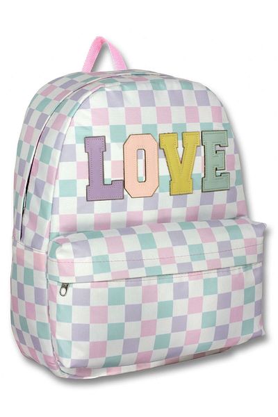 ÜMİT ÇANTA Geantă de școală cu imprimeu Love de culoare violet verde pentru fete - 5084 - piele Love scrisă