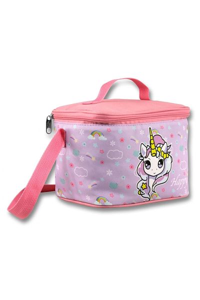 ÜMİT ÇANTA Geantă de prânz Ümit cu termos/izolată termic - 5016 - Unicorn curcubeu, roz turcoaz (fată)