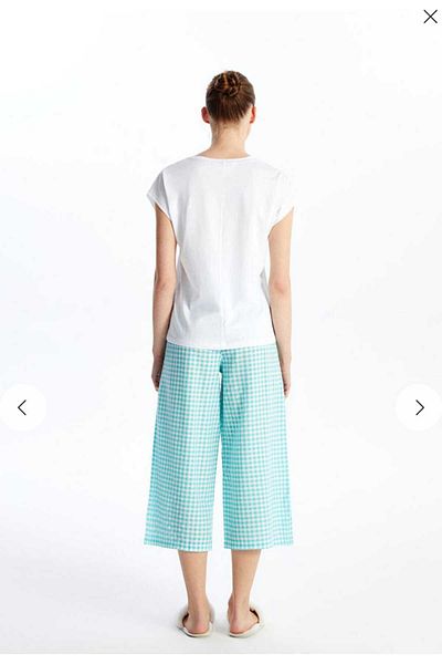 LC Waikiki Lcw Dream Turquoise Crew Neck Printed Short Sleeve Women's Capri Pajama Set