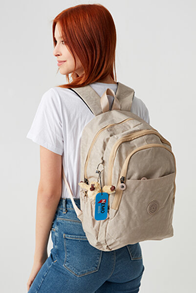 NEMO BAGS Beige Backpack Wrinkle Waterproof School Bag 14 Inch Laptop Travel ...