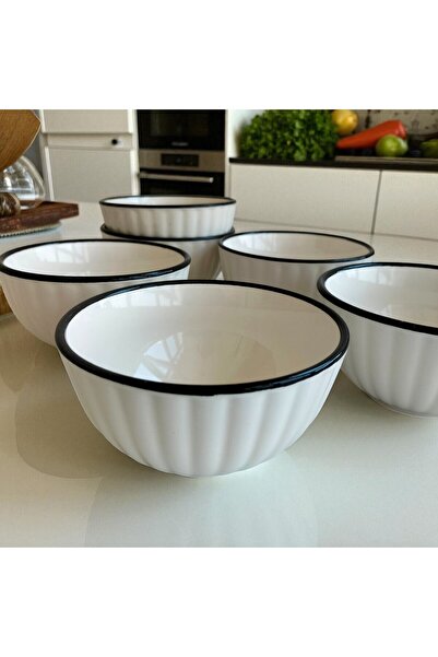 SERANO 6'lı Yuvarlak 12 Cm Çorba Kasesi Takımı Çerezlik Sosluk Reçellik Hediye Seramik Kase Komposto Seti