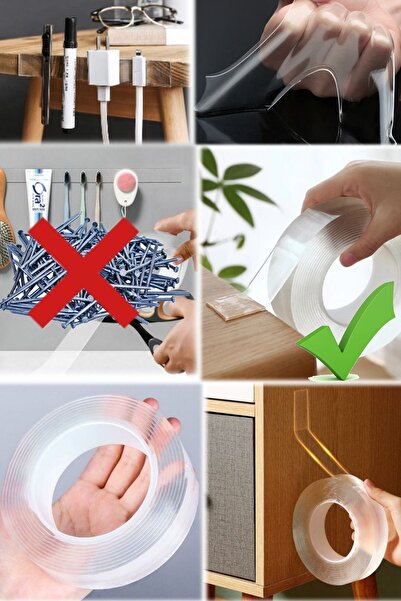 Shopura Iz Bırakmaz Duvara Yere Sabitleyici Bant Mobilya Raf Dolap Masa Sabit...