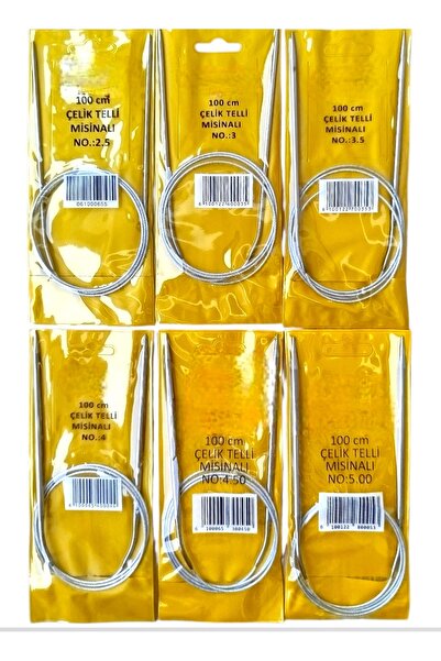 TıkTık AL Misinalı Çelik Telli Titanyum Örgü Şiş Seti 6 Adet (2,5-3-3,5-4-4,5-5 ) No